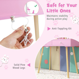 Costway 2 Drawer Pink LED Mirror Wooden Kid Vanity Set - Size: 70 x 34 x 101cm - Wilko - thumbnail 5