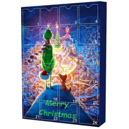 Jaoyeh Mountain Grinch Christmas Advent Calendar - Size: 26 x 18 x 3cm - Blue - The Grinch - Wilko