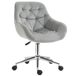 Portland Grey Velvet Swivel Ergonomic Office Chair - Size: 59 x 58 x 90cm - Wilko - thumbnail 3