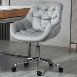 Portland Grey Velvet Swivel Ergonomic Office Chair - Size: 59 x 58 x 90cm - Wilko - thumbnail 1