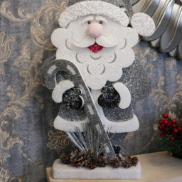Shatchi Glitter Foam Santa Figurine Christmas Decoration 52cm - Size: 52 x 32 x 3.2cm - Silver - Wilko - thumbnail 4