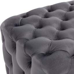 Living and Home Grey Square Velvet Upholstered Buttoned Footstool with Buckle Design - Size: 40 x 50 x 50cm - Wilko - thumbnail 5