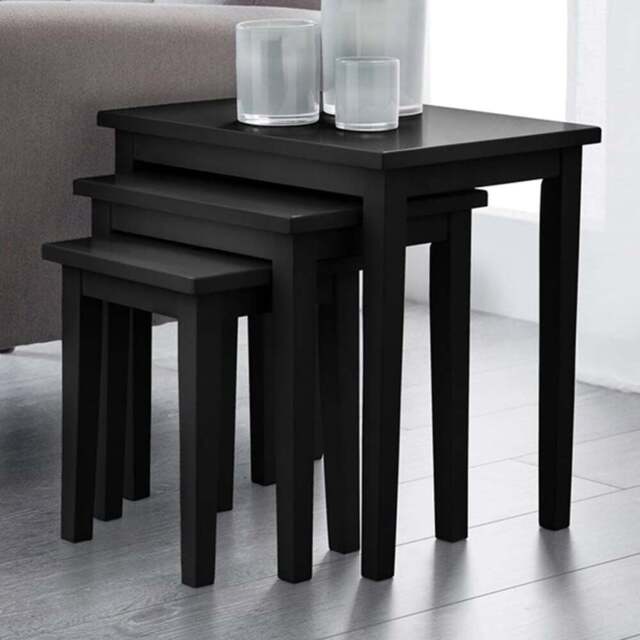 Julian Bowen Cleo Black Nest of Tables Set of 3 - Size: 33 x 48 x 46cm - Wilko - image 1