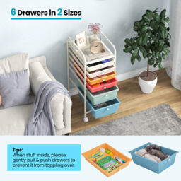 Costway 6 Drawer Colourful Storage Trolley - Size: 33 x 37 x 75cm - Multi - Wilko - thumbnail 5
