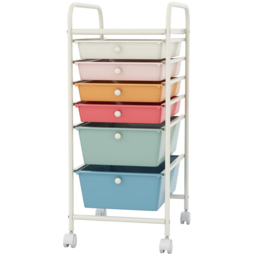 Costway 6 Drawer Colourful Storage Trolley - Size: 33 x 37 x 75cm - Multi - Wilko