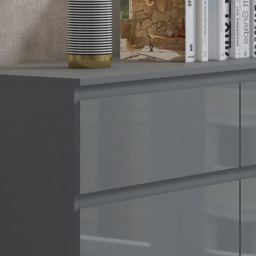 FWStyle Stora 6 Drawer Grey Gloss Chest Of Drawers - Wilko - thumbnail 5