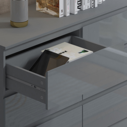 FWStyle Stora 6 Drawer Grey Gloss Chest Of Drawers - Wilko - thumbnail 4