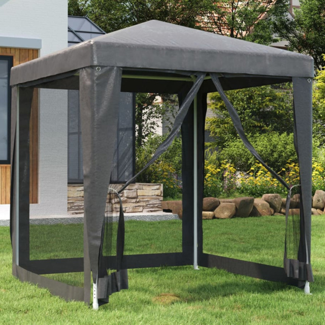 vidaXL 2 x 2m Anthracite Party Tent with 4 Mesh Sidewalls - Grey - Wilko - image 1