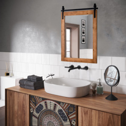 Costway Brown Wood Frame Wall Mirror 76 x 56cm - Size: 86 x 66cm - Wilko - thumbnail 7
