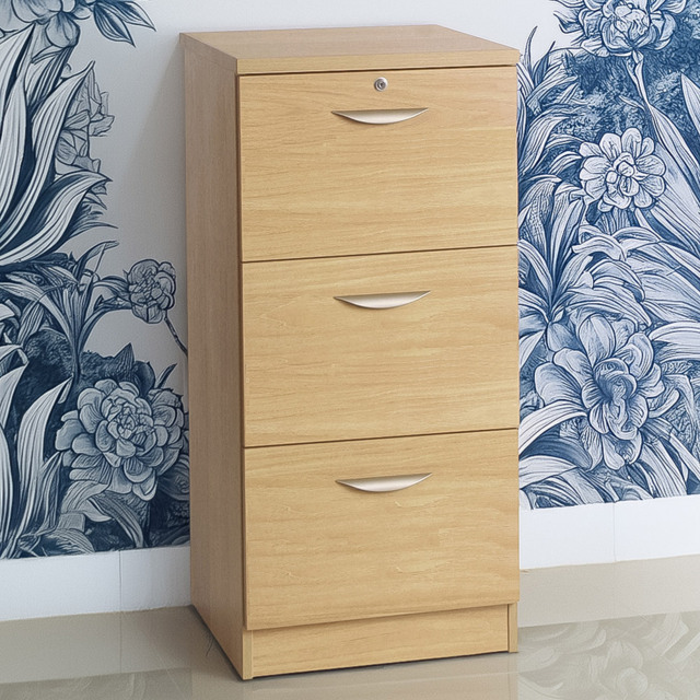R White Cabinets 3 Drawer Brown Filing Cabinet - Size: 103.2 x 47.9 x 54cm - Wilko - image 1