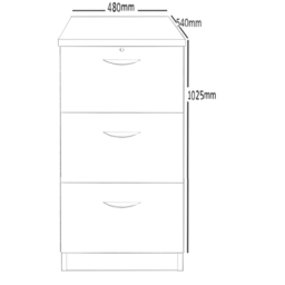R White Cabinets 3 Drawer Brown Filing Cabinet - Size: 103.2 x 47.9 x 54cm - Wilko - thumbnail 6