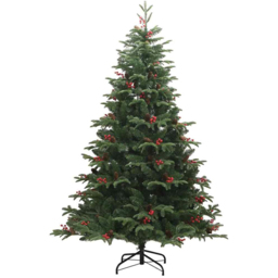 vidaXL Pre-Lit Warm White LED and White Baubles Green Artificial Christmas Tree with Stand 5.9ft - Wilko - thumbnail 4
