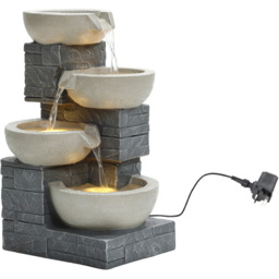 Charles Bentley 4 Tier Cascading Bowls Water Feature - Size: 55 x 31 x 37cm - Grey - Wilko - thumbnail 5