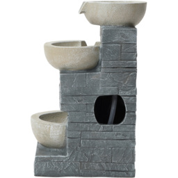 Charles Bentley 4 Tier Cascading Bowls Water Feature - Size: 55 x 31 x 37cm - Grey - Wilko - thumbnail 4