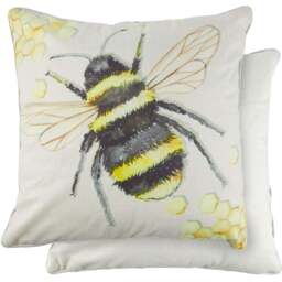 Serene Animal Watercolour Printed Bumble Bee Cushion Cover 43 x 43cm - Grey - Wilko - thumbnail 1