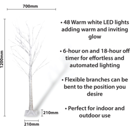 St Helens Cool White 48 LED Birch Tree 4ft - Size: 1200 x 700 x 700cm - Wilko - thumbnail 7