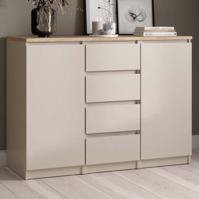 Florence Naia 2 Door 4 Drawer Cashmere Jackson Hickory Sideboard - Size: 90.7 x 120.8 x 50cm - Brown - Furniture To Go - Wilko - image 1