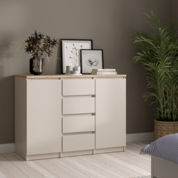 Florence Naia 2 Door 4 Drawer Cashmere Jackson Hickory Sideboard - Size: 90.7 x 120.8 x 50cm - Brown - Furniture To Go - Wilko - thumbnail 7