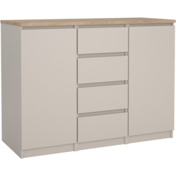 Florence Naia 2 Door 4 Drawer Cashmere Jackson Hickory Sideboard - Size: 90.7 x 120.8 x 50cm - Brown - Furniture To Go - Wilko - thumbnail 3