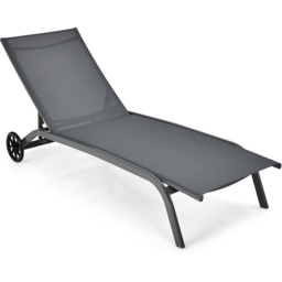 Costway Grey Adjustable Chaise Lounge - Size: 157.5 x 61 x 12.7cm - Wilko - thumbnail 3