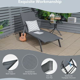Costway Grey Adjustable Chaise Lounge - Size: 157.5 x 61 x 12.7cm - Wilko - thumbnail 6