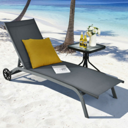 Costway Grey Adjustable Chaise Lounge - Size: 157.5 x 61 x 12.7cm - Wilko - thumbnail 1