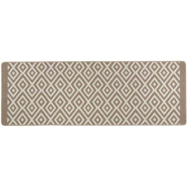My Mat Stone Geometric Cosy Stain Resistant Runner 67 x 200cm - Size: 65 x 200 x 2cm - Brown - Wilko - image 1