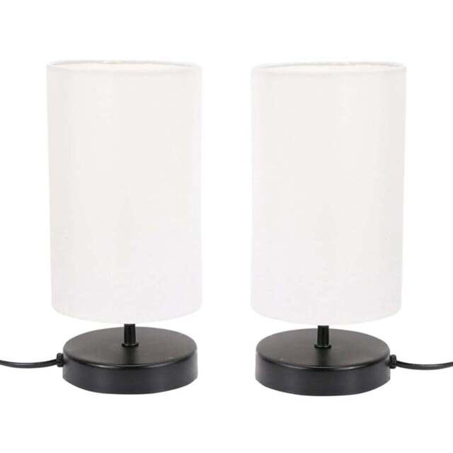 ValueLights Francis White Shade Black Touch Table Lamp and Bulb 2 Pack - Size: 24.5 x 12 x 12cm - Wilko - image 1