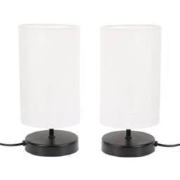 ValueLights Francis White Shade Black Touch Table Lamp and Bulb 2 Pack - Size: 24.5 x 12 x 12cm - Wilko - thumbnail 1