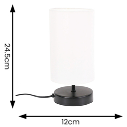 ValueLights Francis White Shade Black Touch Table Lamp and Bulb 2 Pack - Size: 24.5 x 12 x 12cm - Wilko - thumbnail 6