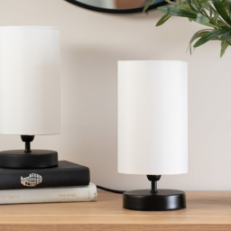 ValueLights Francis White Shade Black Touch Table Lamp and Bulb 2 Pack - Size: 24.5 x 12 x 12cm - Wilko - thumbnail 5