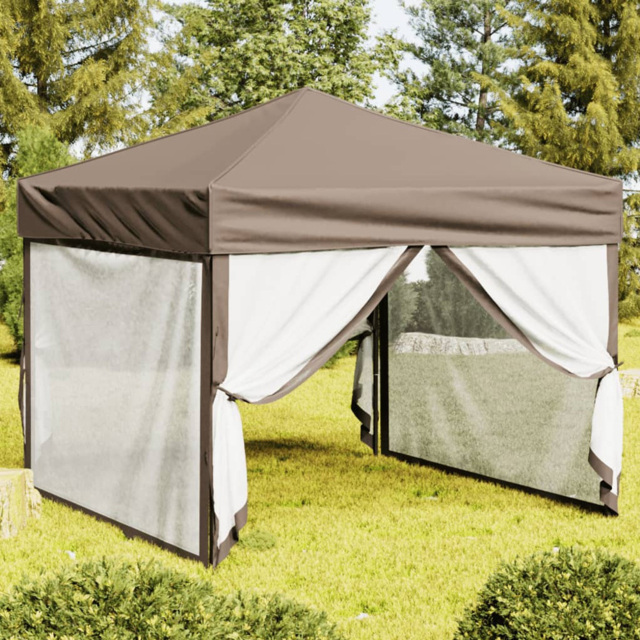 vidaXL 3 x 3m Taupe Foldable Party Tent - Brown - Wilko - image 1
