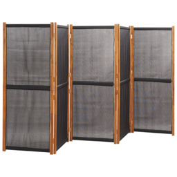 vidaXL Black Wooden 5 Panel Room Divider 350 x 180cm - Size: 5 Panels - Wilko - thumbnail 3