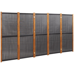 vidaXL Black Wooden 5 Panel Room Divider 350 x 180cm - Size: 5 Panels - Wilko