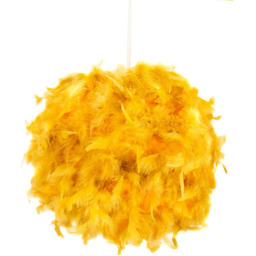 Happy Homewares Small Ochre Feather Decorated Pendant Shade - Size: 20 x 25 x 25cm - Yellow - Wilko - thumbnail 5