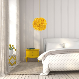 Happy Homewares Small Ochre Feather Decorated Pendant Shade - Size: 20 x 25 x 25cm - Yellow - Wilko - thumbnail 3