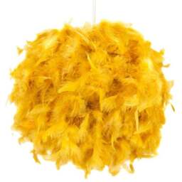 Happy Homewares Small Ochre Feather Decorated Pendant Shade - Size: 20 x 25 x 25cm - Yellow - Wilko - thumbnail 1