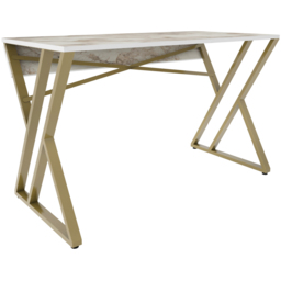 Decorotika Gyza Computer Desk White Marble and Gold - Size: 75 x 120 x 60cm - Multi - Wilko - thumbnail 5