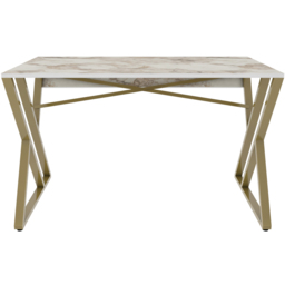 Decorotika Gyza Computer Desk White Marble and Gold - Size: 75 x 120 x 60cm - Multi - Wilko - thumbnail 3