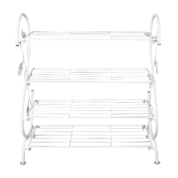 Living and Home Iron S-Shaped White Vintage Shoe Rack - Size: 60 x 30 x 70cm - Wilko - thumbnail 1