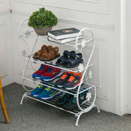 Living and Home Iron S-Shaped White Vintage Shoe Rack - Size: 60 x 30 x 70cm - Wilko - thumbnail 6