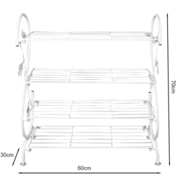 Living and Home Iron S-Shaped White Vintage Shoe Rack - Size: 60 x 30 x 70cm - Wilko - thumbnail 3