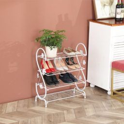 Living and Home Iron S-Shaped White Vintage Shoe Rack - Size: 60 x 30 x 70cm - Wilko - thumbnail 4