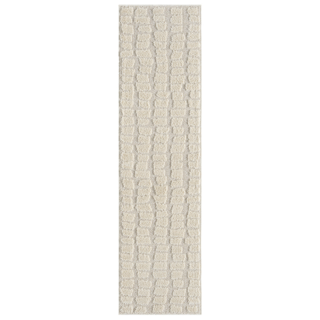 Desire Rugs Isabella Cream Embossed Cobble Rug 60 x 220cm - Wilko - image 1