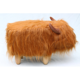 Gardeco Dillis The Highland Cow Soft Brown Synthetic Fur Footstool - Size: 36 x 61 x 32cm - Orange - Wilko - thumbnail 4