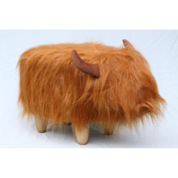 Gardeco Dillis The Highland Cow Soft Brown Synthetic Fur Footstool - Size: 36 x 61 x 32cm - Orange - Wilko - thumbnail 5