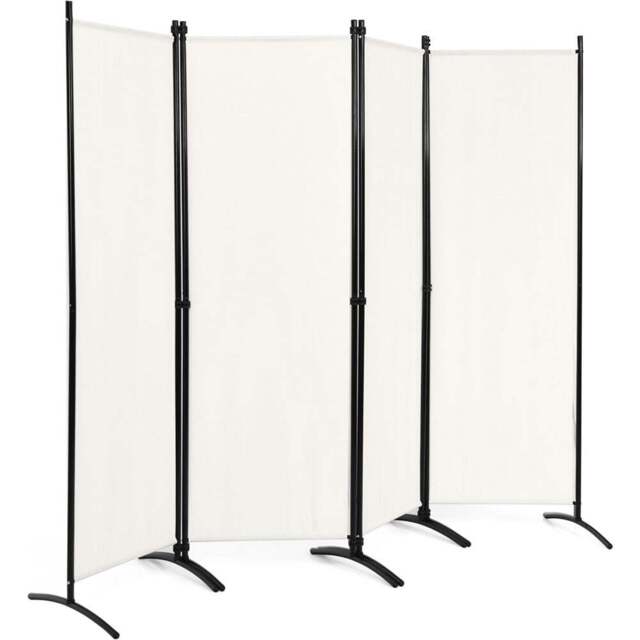 Costway White 4 Panel Wall Privacy Screen - Size: 220 x 51 x 173cm - Wilko - image 1