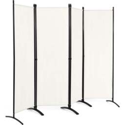 Costway White 4 Panel Wall Privacy Screen - Size: 220 x 51 x 173cm - Wilko
