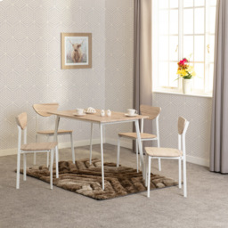 Seconique Riley 4 Seater Large Dining Set Light Oak Effect Veneer and White - Wilko - thumbnail 7