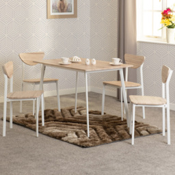 Seconique Riley 4 Seater Large Dining Set Light Oak Effect Veneer and White - Wilko - thumbnail 1